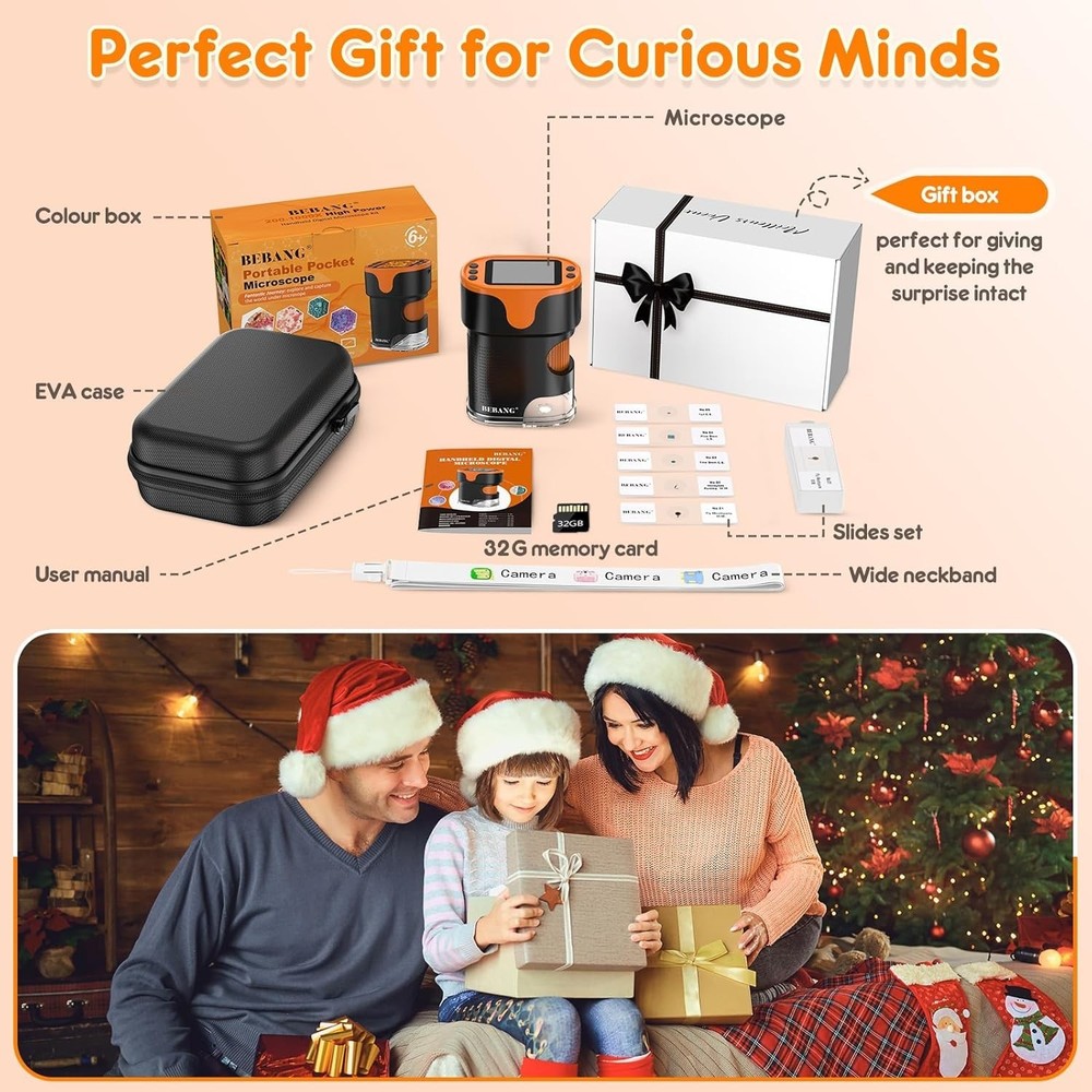 Mini Pocket Microscope for Kids - 1000X Magnification, Perfect for STEM Learning