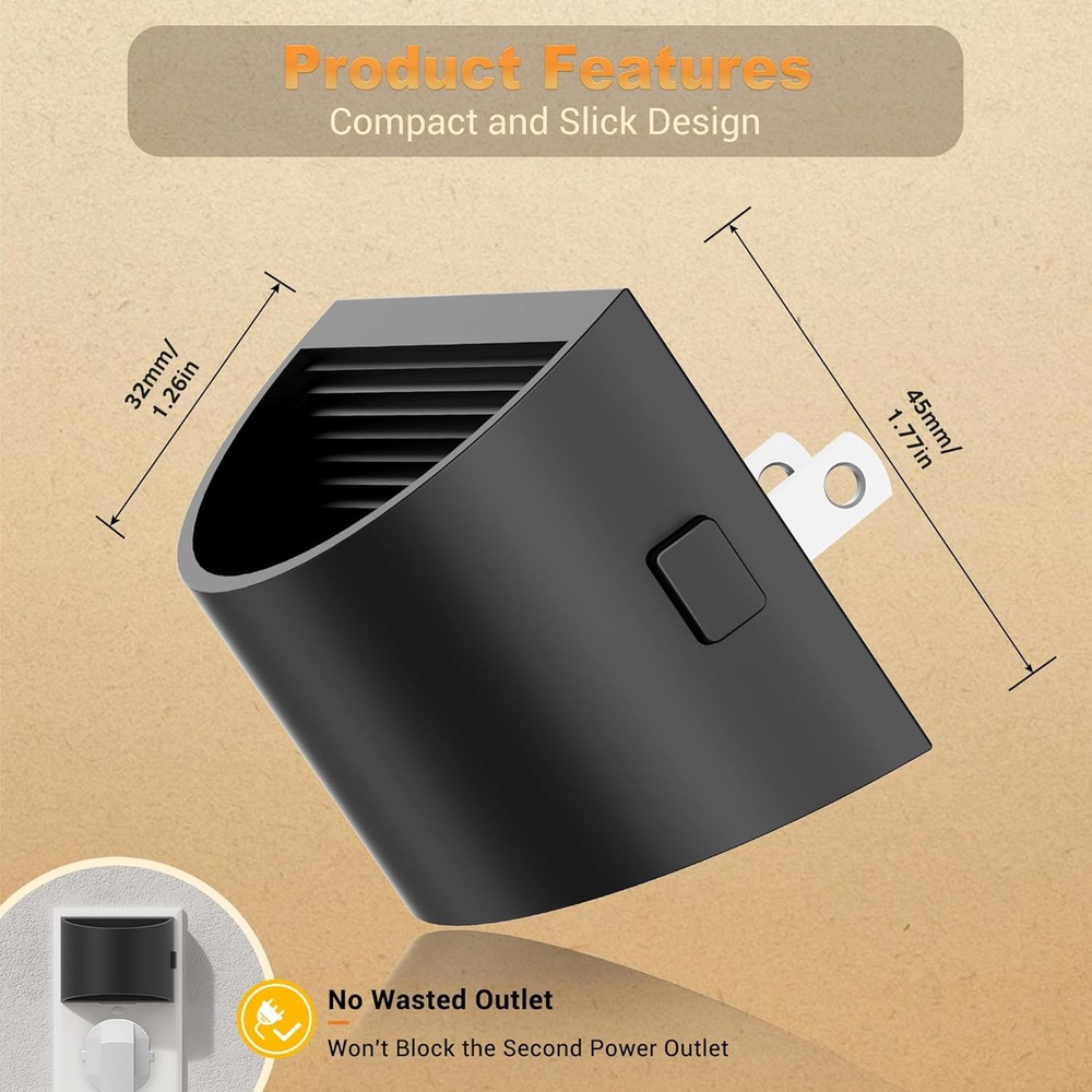 JandCase Night Light, Automatic Lights Plug into Wall,2 Pack Dusk Black