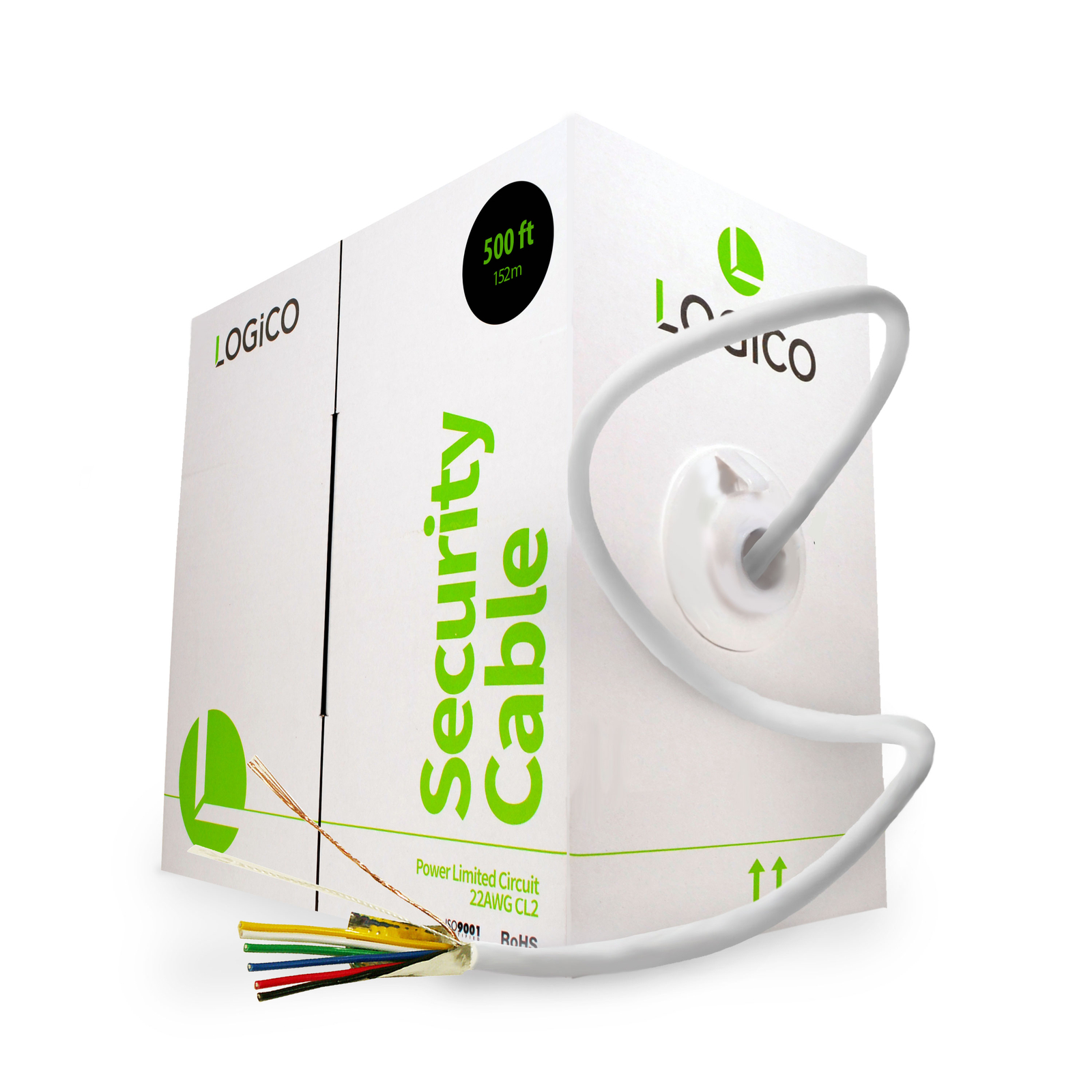 Security Wire Burglar Alarm 22/6 Cable 500FT Stranded Shielded White 500 ft