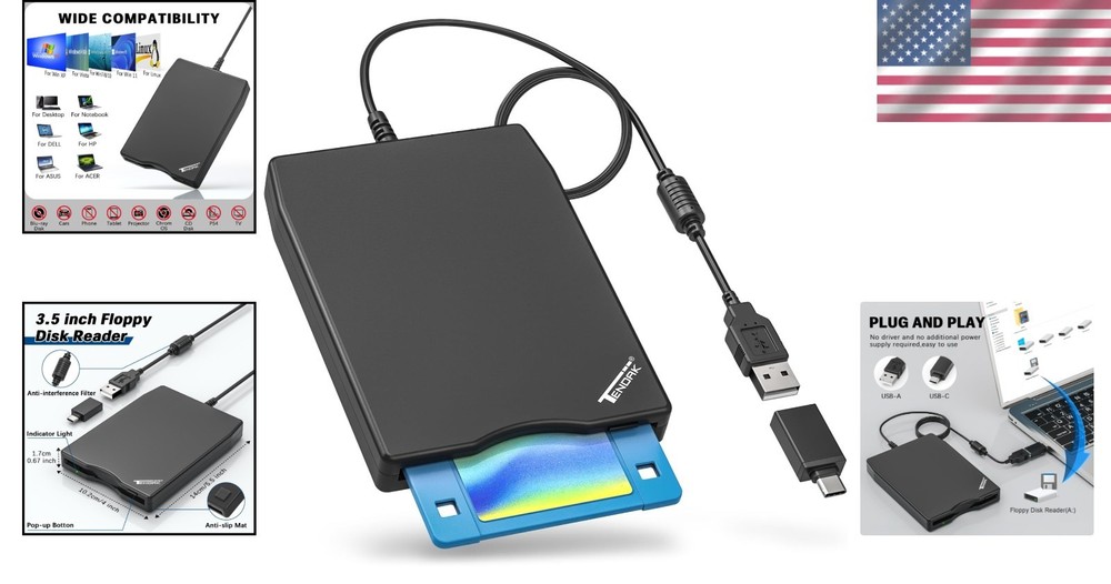 Compact External USB Floppy Disk Drive for Smooth Data Transfer and Recovery