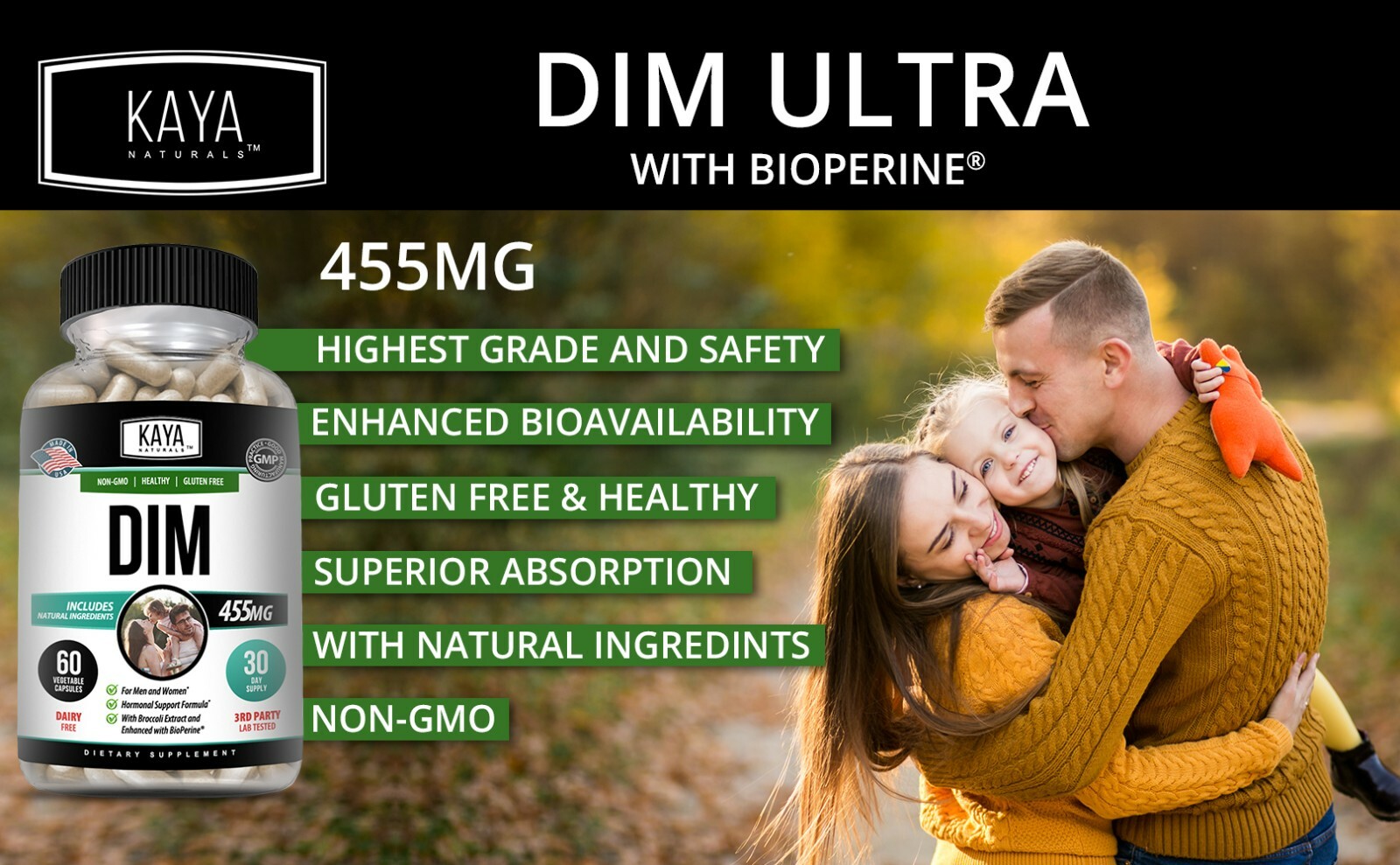 DIM Ultra Supplement 60ct, With Bioperine, Premium Hormonal Support Formula