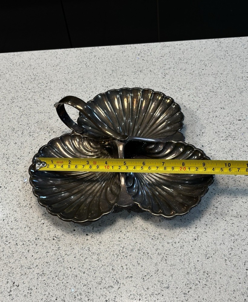 Vintage Triple Shell Silver Plate/ EPNS With Hallmarks Serving Dish