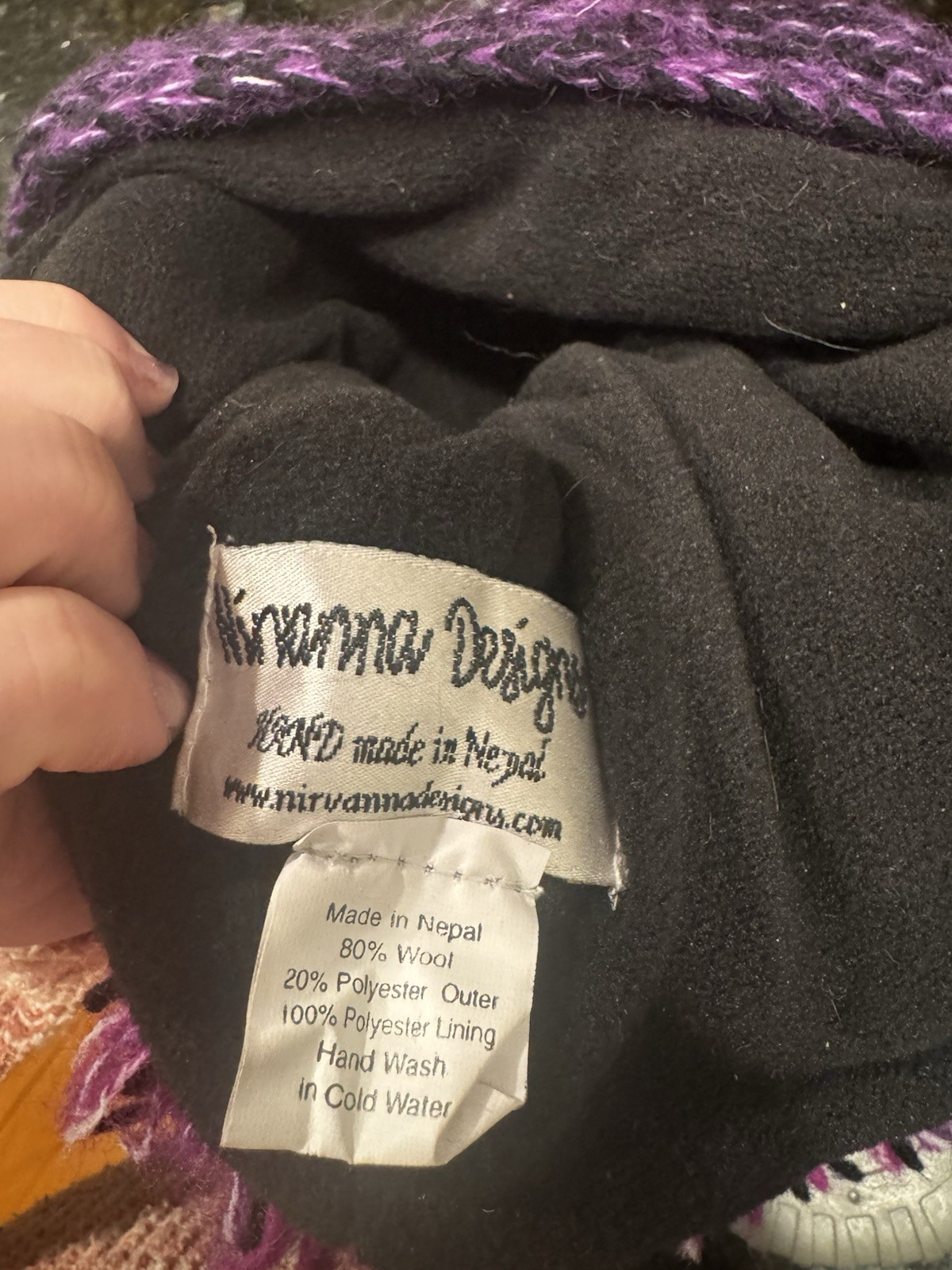 Nirvanna Designs Purple Knit Mohawk Hat Handmade Wool Adult OSFM Nepal