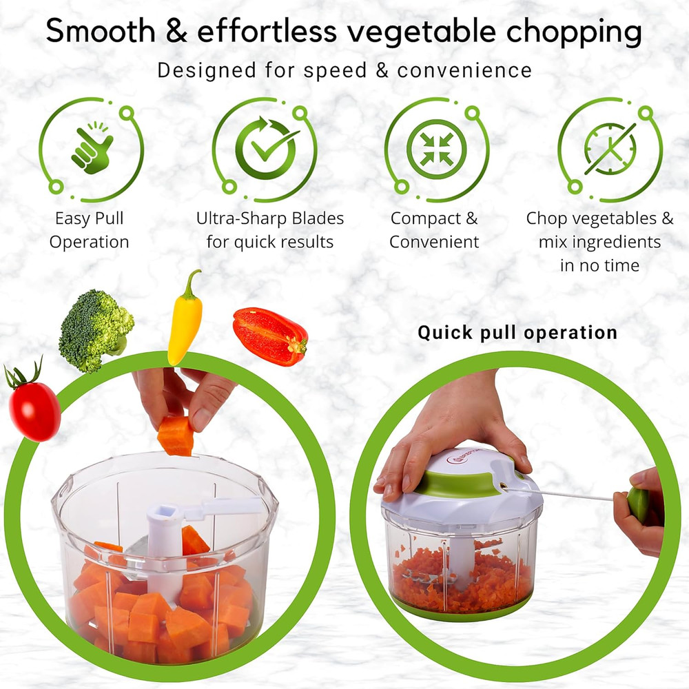 Quickpull Manual Food Chopper Large 4 Cup Powerful Hand Pull Chopper