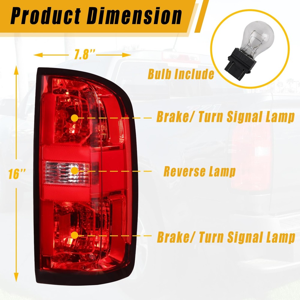 Tail Light Compatible With 2015 2016 2017 2018 2019 2020 Red Left Driver Side