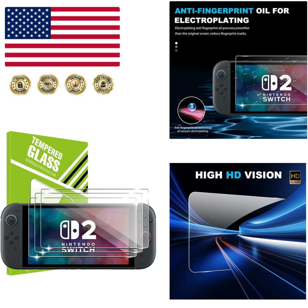9H Hardness Bubble-Free Screen Protector for NS Switch 2 - Crystal Clear Safety