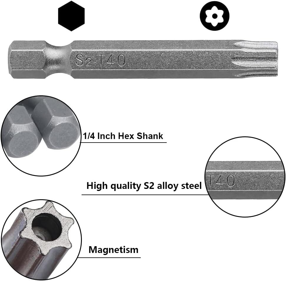 Security Torx Bit Set + Hex Key Allen Bit Set - For Power Drill & Impact Driver