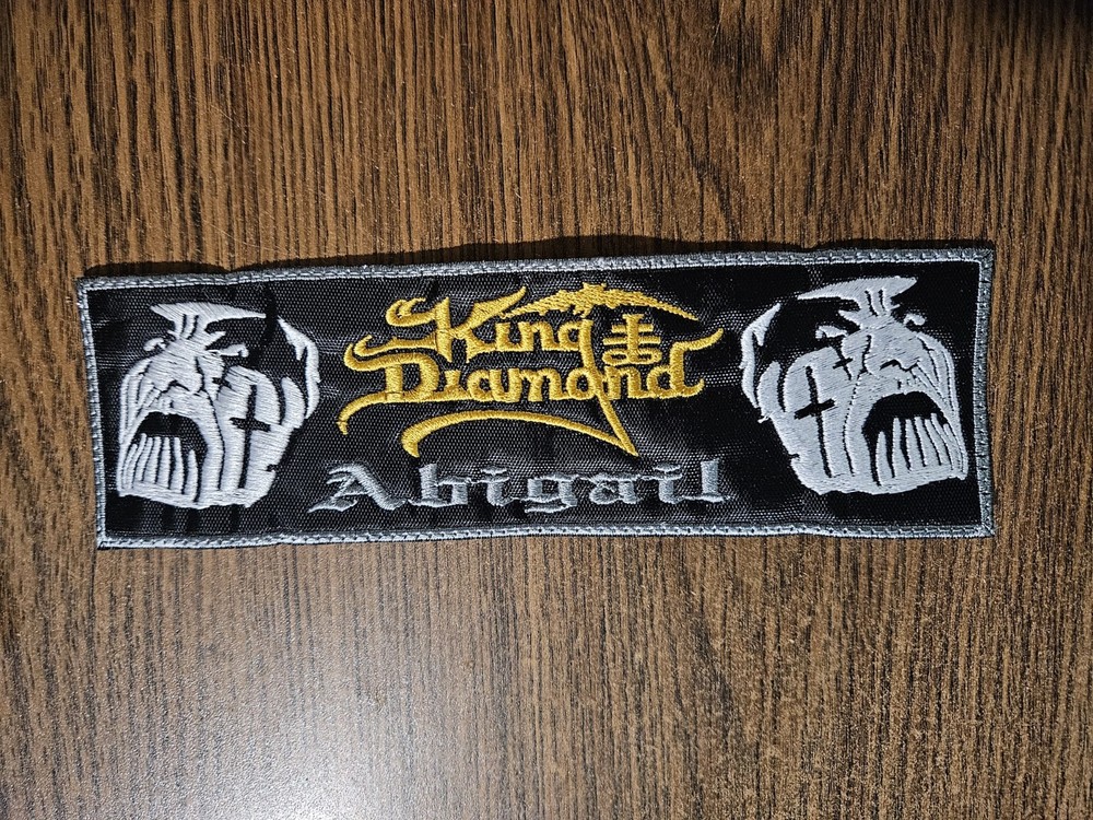 KING DIAMOND,ABIGAIL, SEW ON WHITE GRAY EMBROIDERED STRIP PATCH