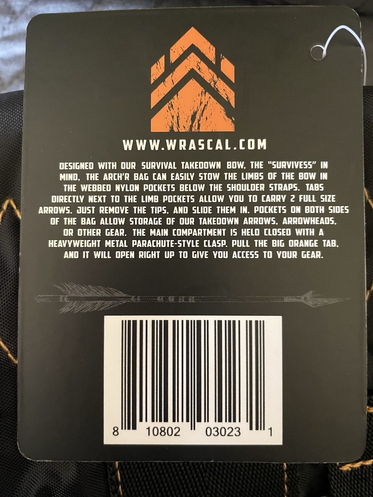 WRASCAL ARCH'R Tactical Backpack Camping Hunting Archery NWT