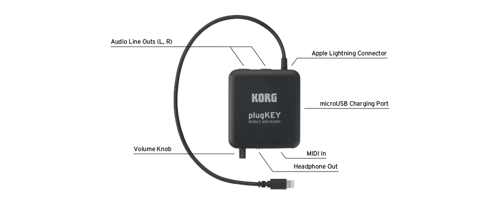 Korg plugKey iOS MIDI Interface for iPhone/iPad/iPod Plug Key Lightning choice