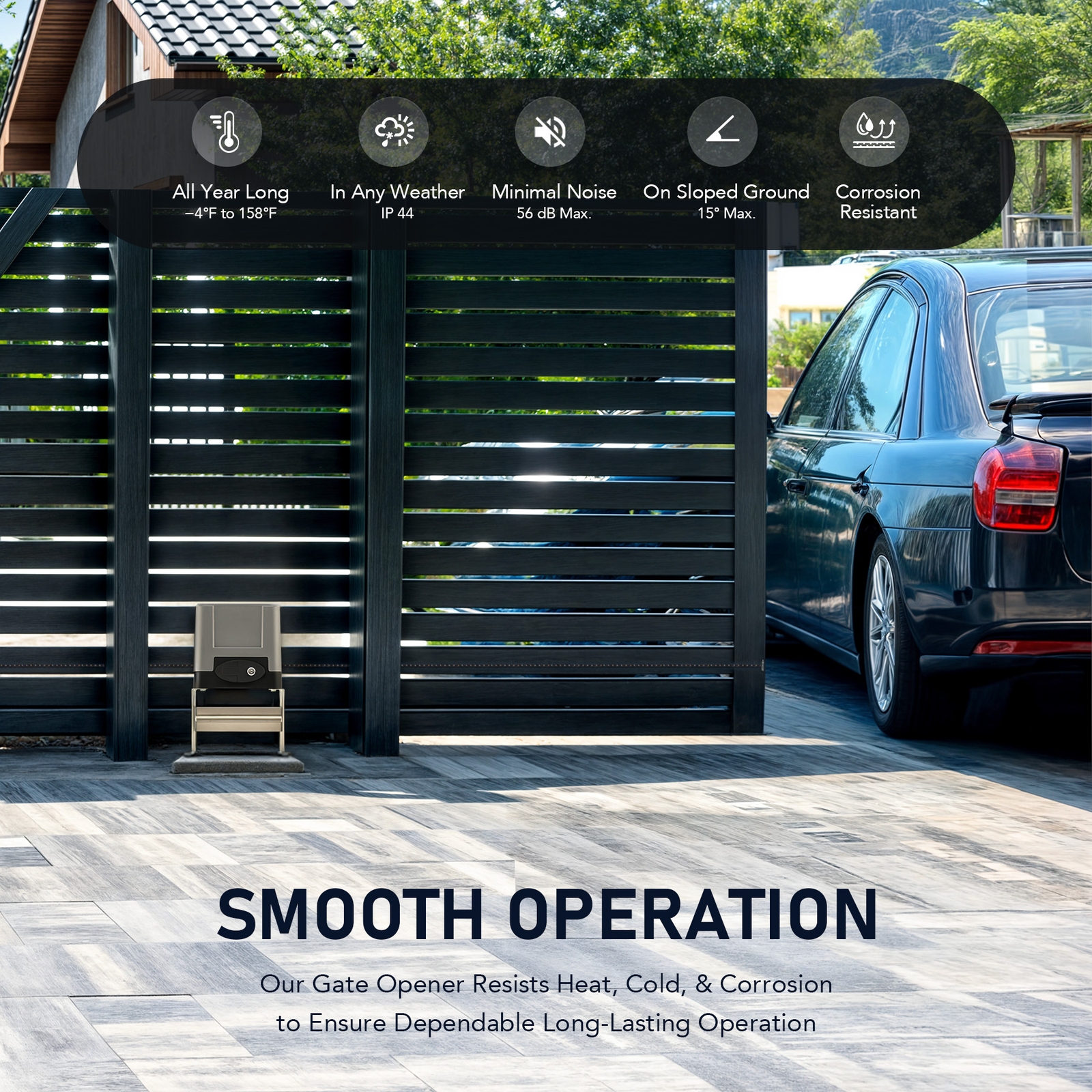 CO-Z 1400lb APP Control Automatic Sliding Gate Opener with Keypad & 4 Remotes