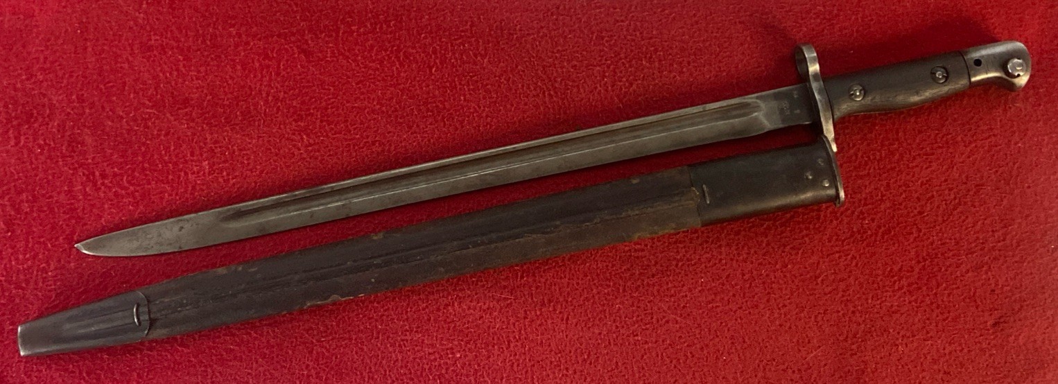 ORIGINAL WW1 M1907 SMLE BRITISH BAYONET AND SCABBARD WILKINSON SWORD CO.