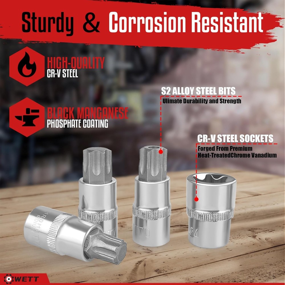 Master Torx Bit Socket and External Torx Socket Set, 60-Piece
