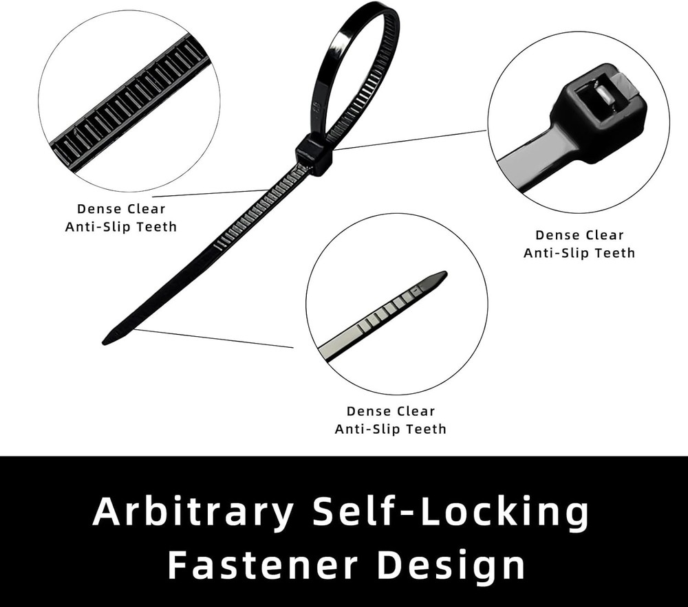 Multi-Purpose Black Zip Ties - 250 Count, 4-Inch Self-Locking Nylon Cable Ties