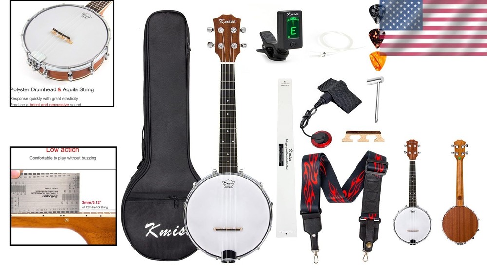 Concert Size Banjolele 4 Strings Professional Kit-