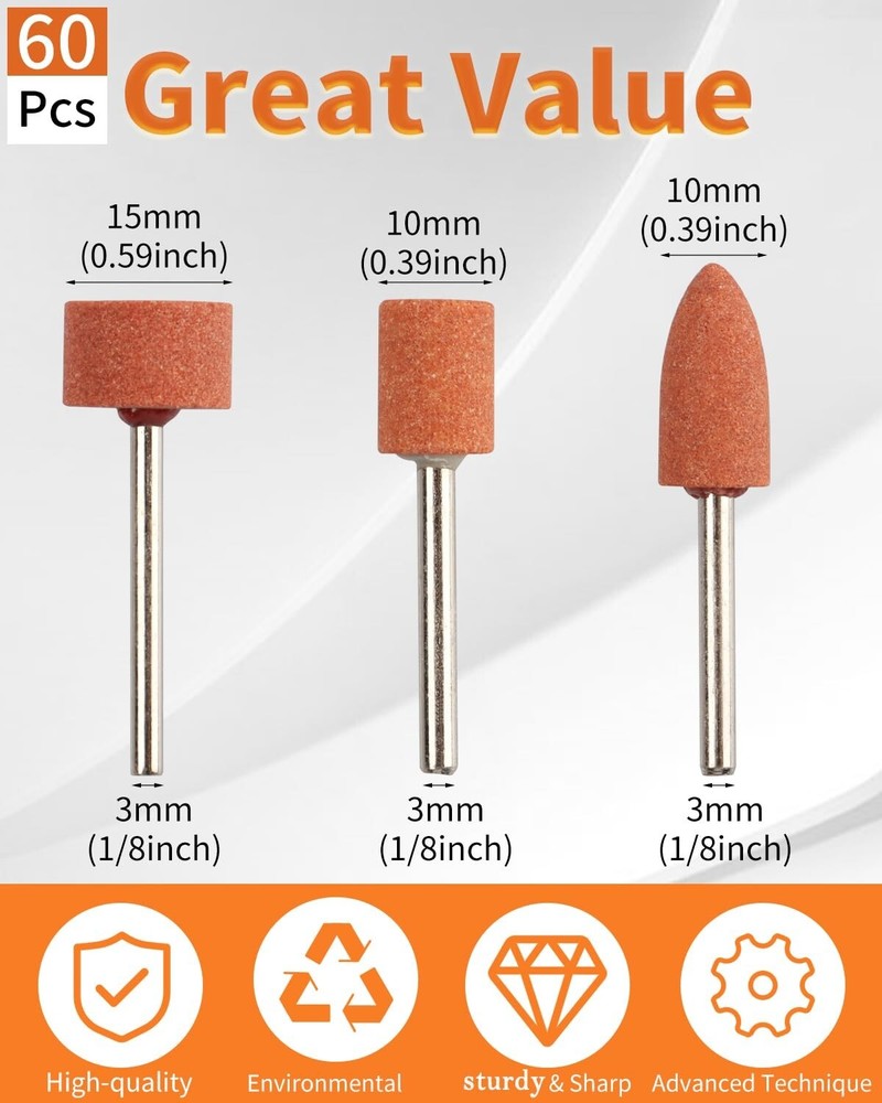 60Pcs Sanding Bits for Dremel Rotary Tool, A Strong Grinding Stones Bits with...