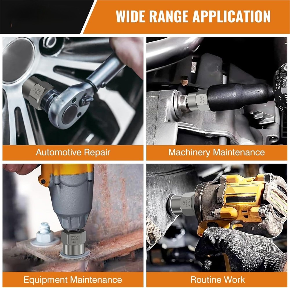 Extractor Set, 3/8" Drive Impact Bolt & Lug Nut Remover Socket Tool Kit