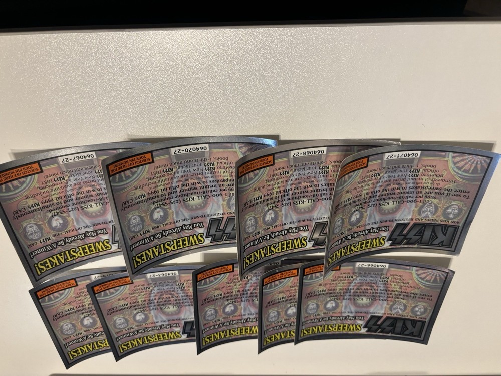 KISS Sweepstakes Cards 1998 Lot Scratch Off Promo Gene Simmons Era Rock