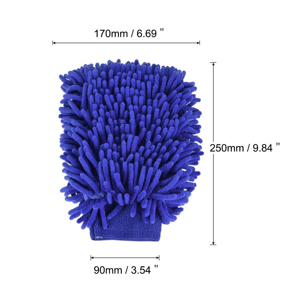Microfiber Chenille Double-Sided Large Dusting Wash Mitten Cleaning Dark Blue