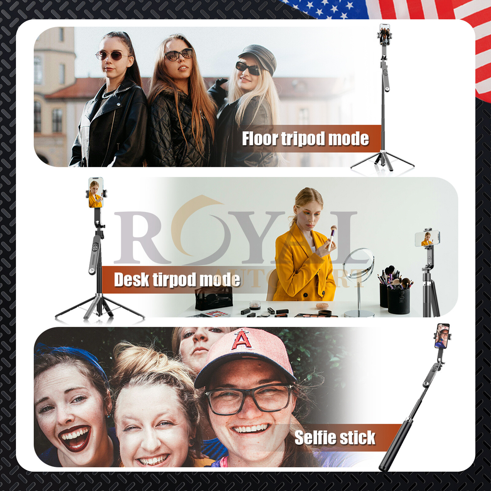 71''Smart Tracking Selfie Stick & Tripod Stand with 360°Rotation 2LED Fill Light