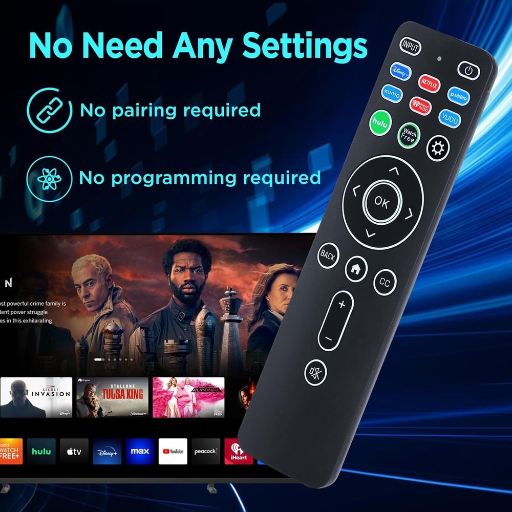 Universal Backlit Remote XRT260 Replacement for Vizio - Backlit, Black