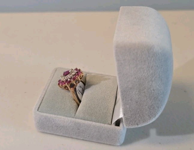 Tear Drop Pink 10k Gold Diamond Ring