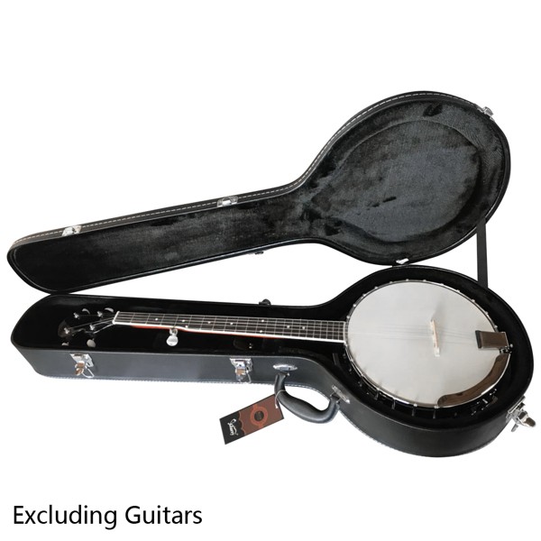 5-String 6-String Microgroove Pattern Leather Wood Banjos Case Black