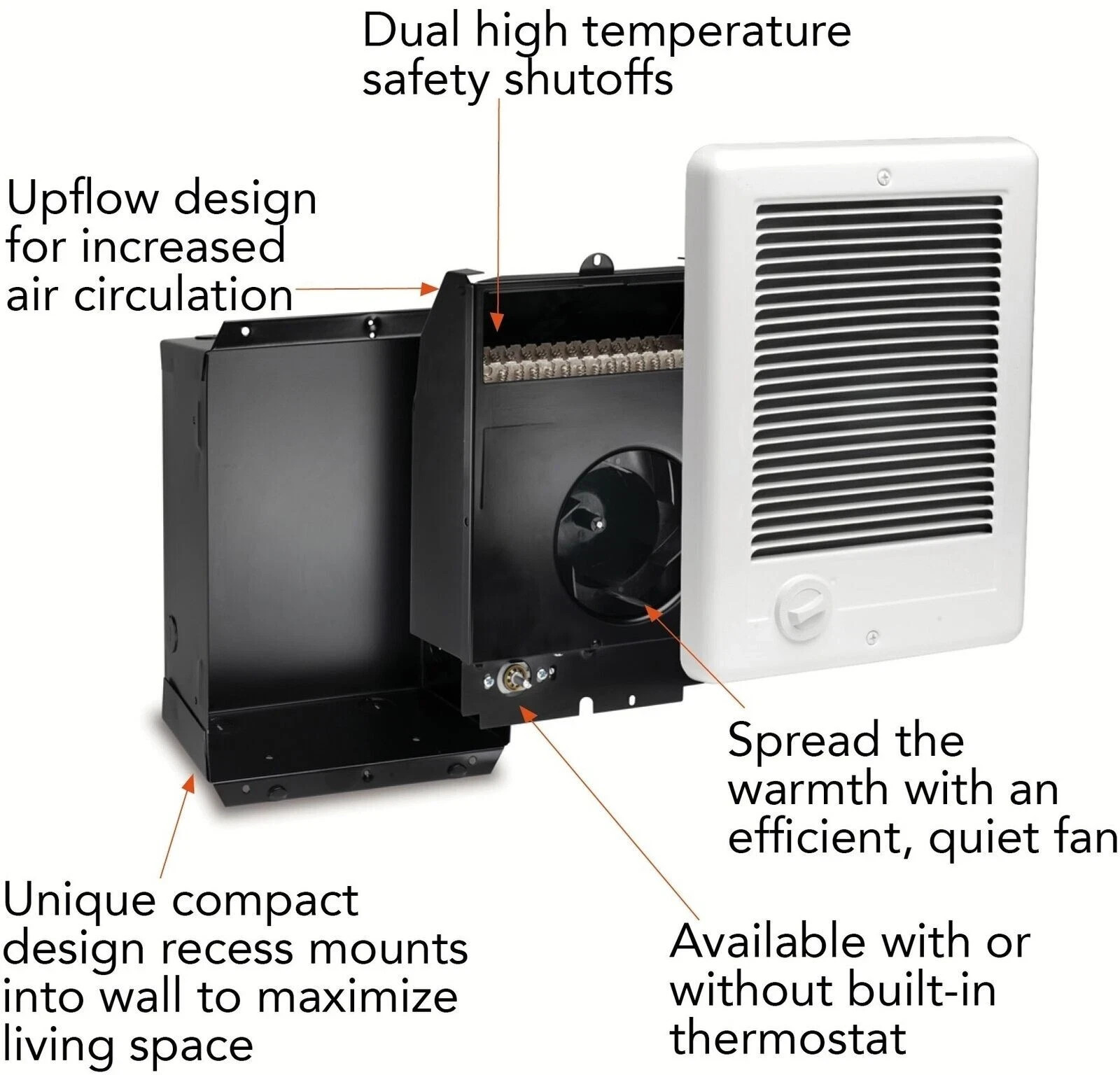 Cadet CSC152TW (67506) Wall Electric Heater With Thermostat, 1500 Watt, White
