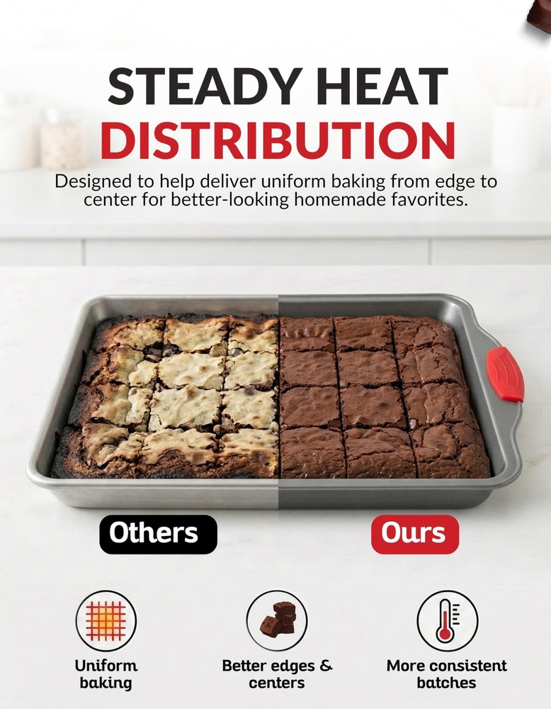 Boxiki Kitchen Non-stick 9x13 Rectangular Cake Pan - Durable Baking Pan for O...