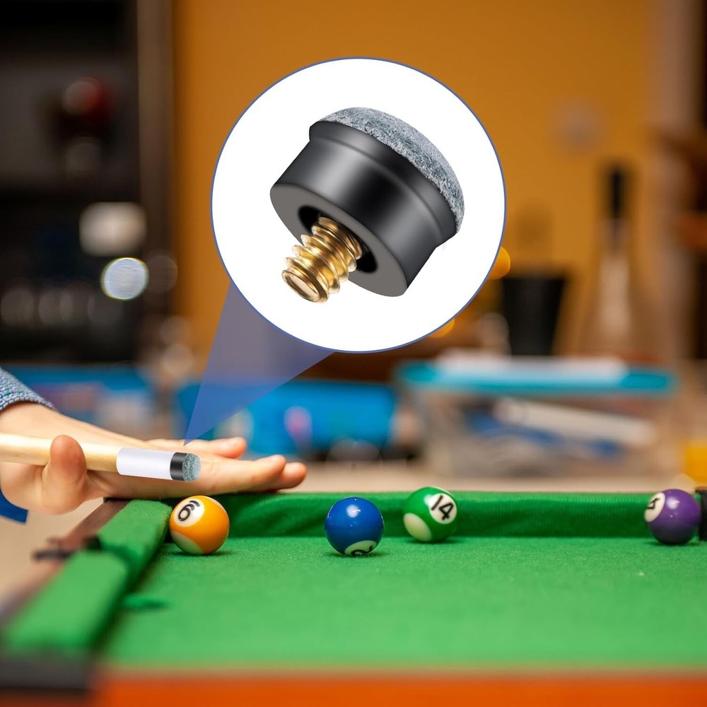 10 Sets Screw on Pool Cue Tips Replacement Billiard Cue Tips with White Pool...