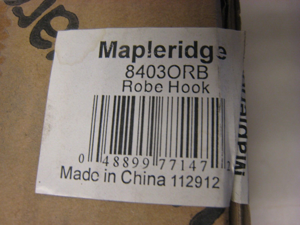 Rusticware (8403ORB) MAPLERIDGE ROBE HOOK Oil Rubbed Bronze - New in Box