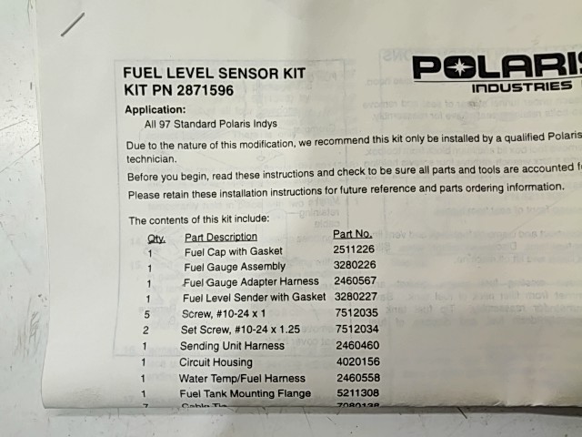 Fuel Level Sensor Kit - 2000 Polaris NOS