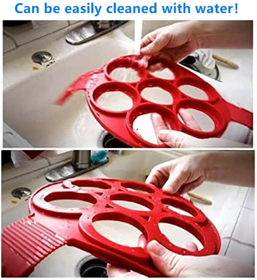 Two Kitchen Nonstick Pancake Maker Egg Ring Maker Mold with brush and gloves