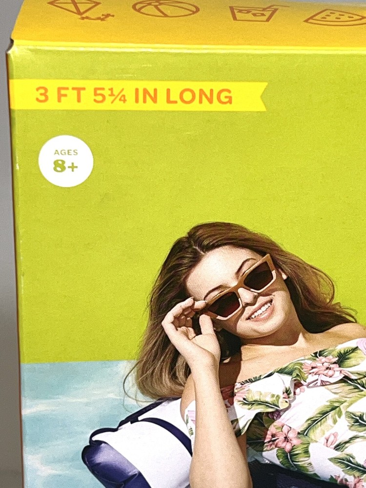 Sun Squad Inflatable Hammock Headrest Pool Float Navy White Over 3ft Long NEW