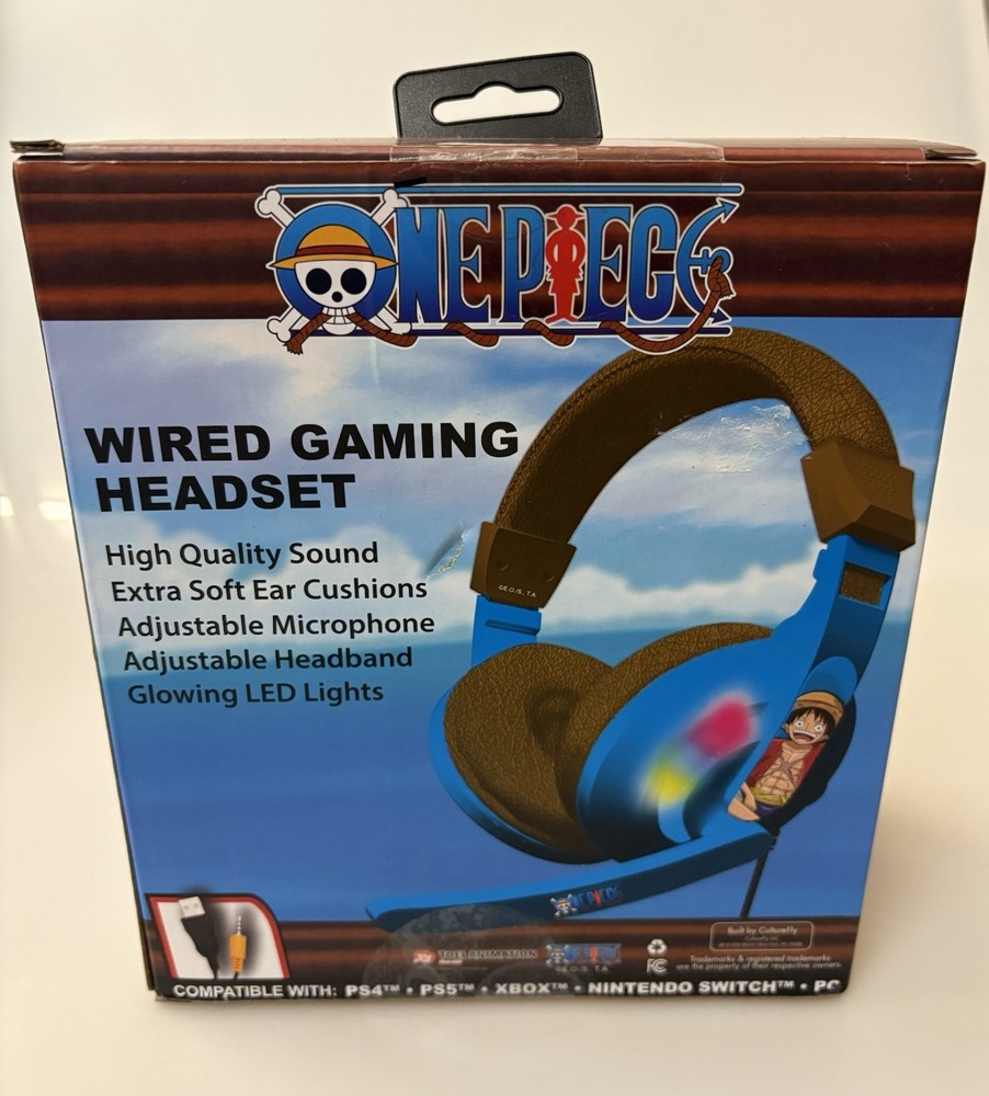 ONE PIECE Wired Gaming Headset GLOWING LED LIGHTS Multi Compatible Platform New