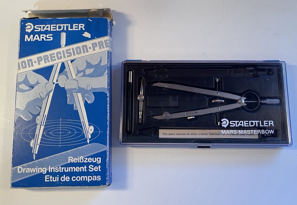 Staedtler Mars-Masterbow Drawing Drafting Compass Instrument Set. Germany. New.