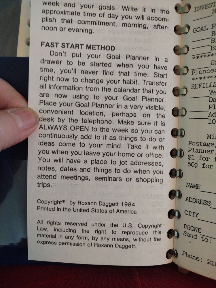 Vintage Goal Planner