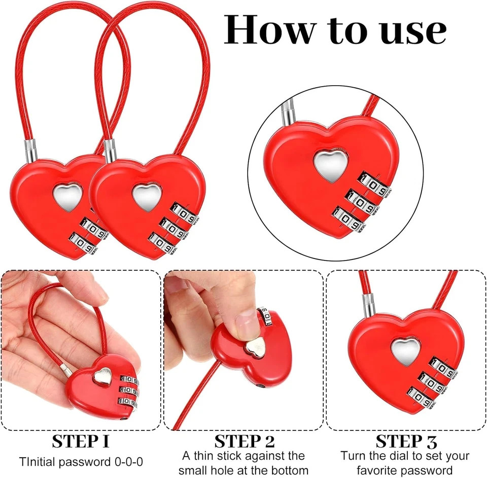 2 Pack 3 Digit Combination Lock, Waterproof Mini Combination Padlock, Small Comb