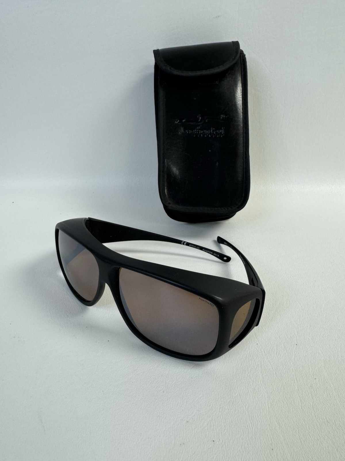 JONATHAN PAUL Polarized XL Sunglasses Fitovers Aviator Black Amber AV001A