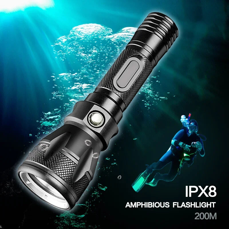 200000LM Scuba Diving Light Underwater LED Flashlight Dive Camping Lanterna