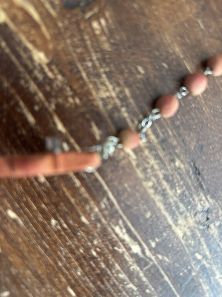 VINTAGE CATHOLIC Blush Scented Wood Bead ROSARY