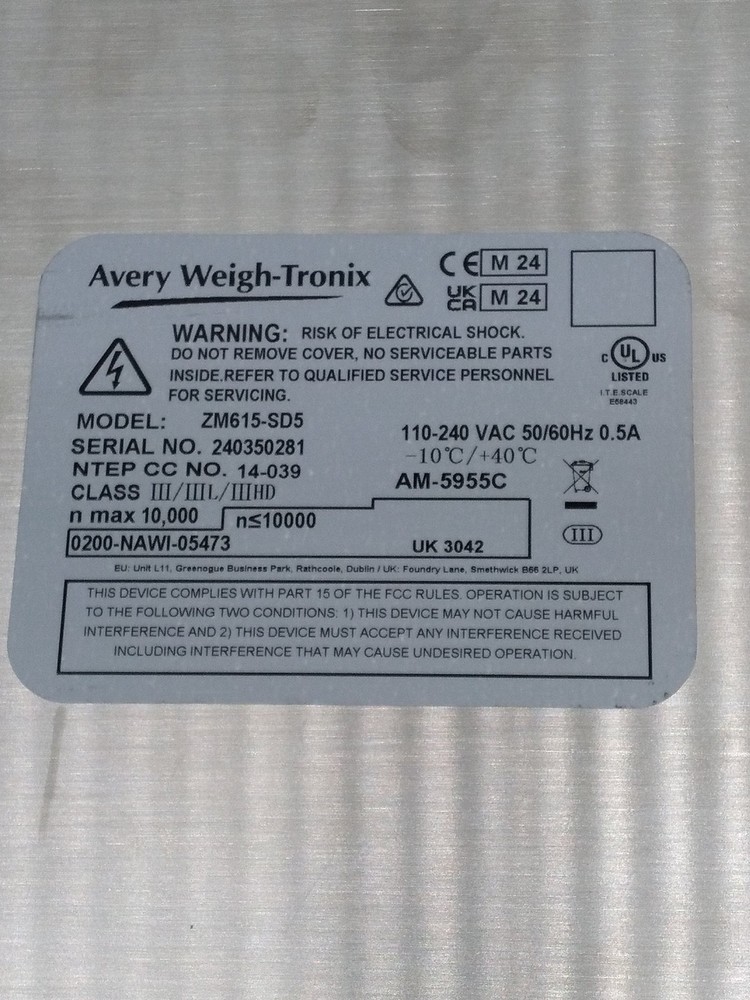 Avery Weigh-Tronics ZM615-SD5 Weight Programmable Indicator