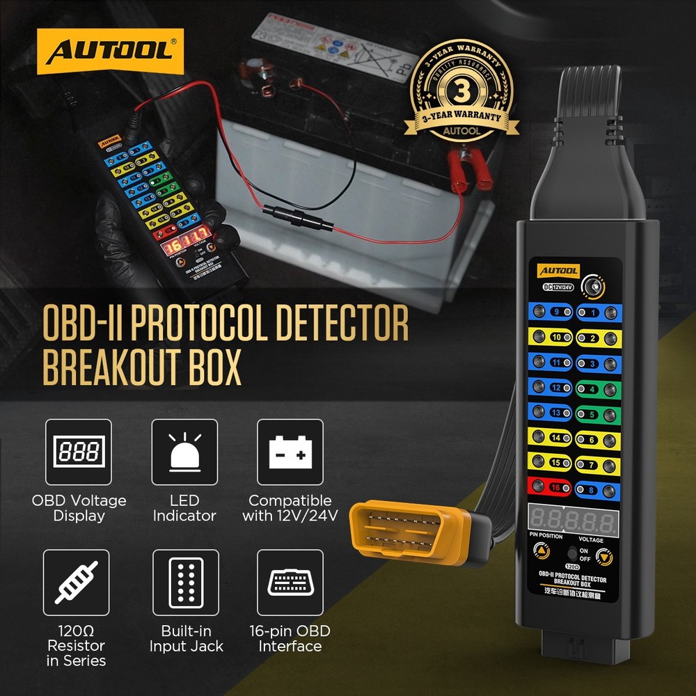 OBD2 Breakout Box OBDII Protocol Detector CAN Test Break Out Box Resistor Mode