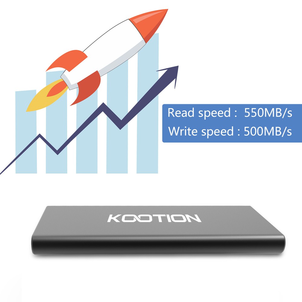 KOOTION External SSD Hard Drive 120GB SSD Type C/Type A Solid State Flash Drive