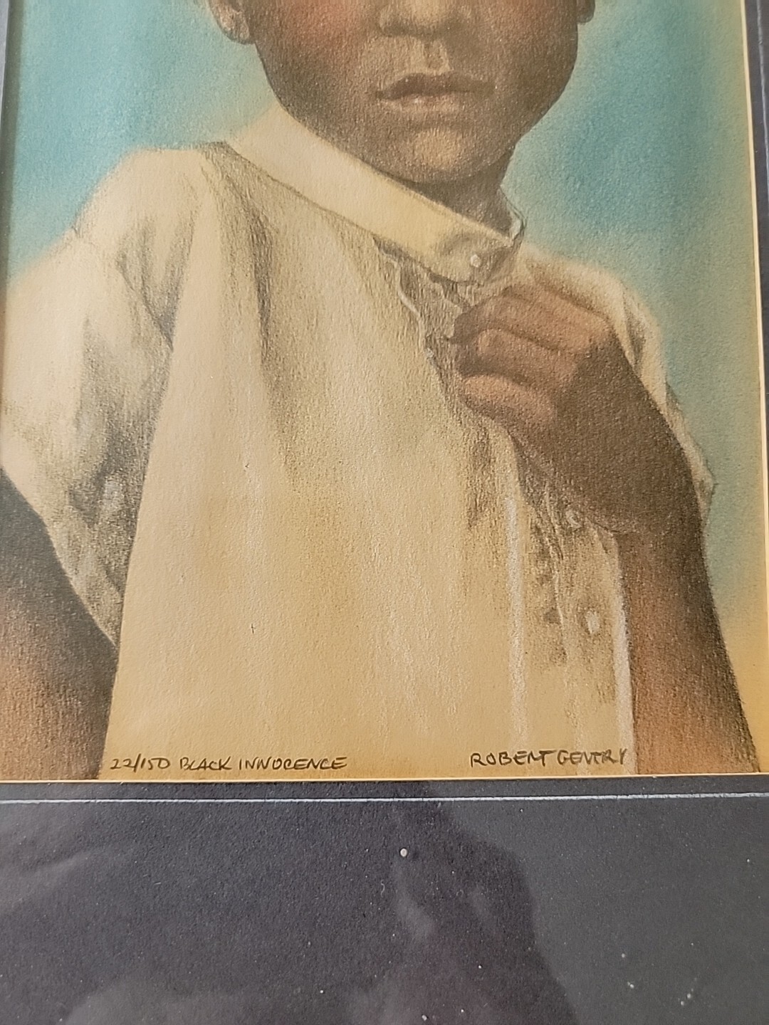 lithograph signed numbered framed prints Black Innocense Little Boy Rare Gift