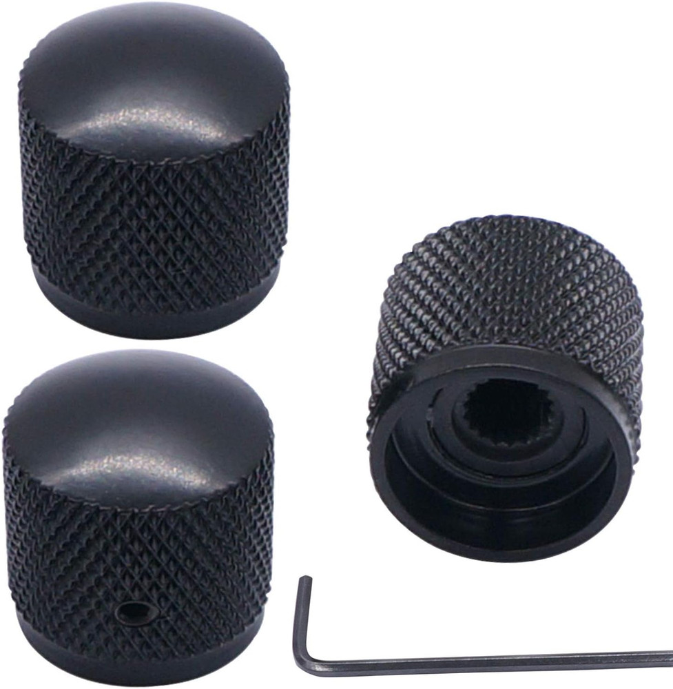 3pcs Black Metal Dome Knobs Electric Guitar Volume Tone Control Knobs Metal ..