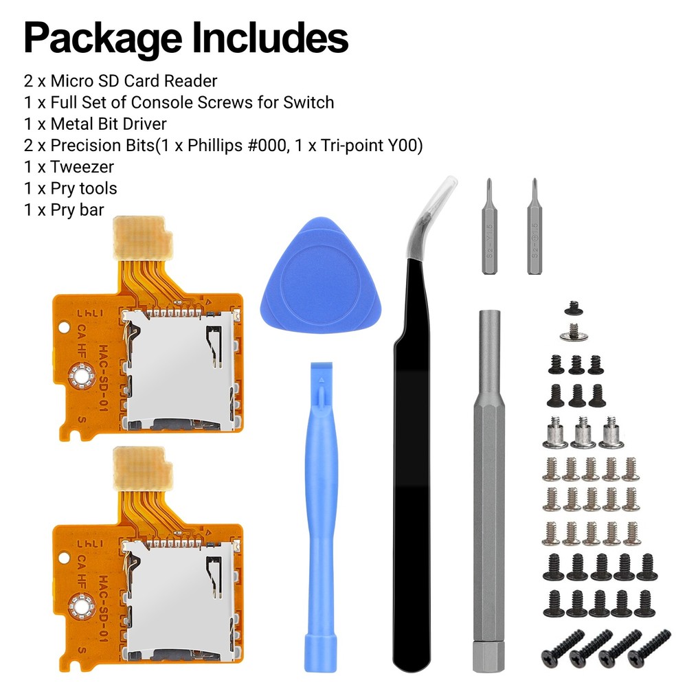 2pcs Micro SD Card Slot Socket Reader Replacement for Nintendo Switch HAC-SD-01