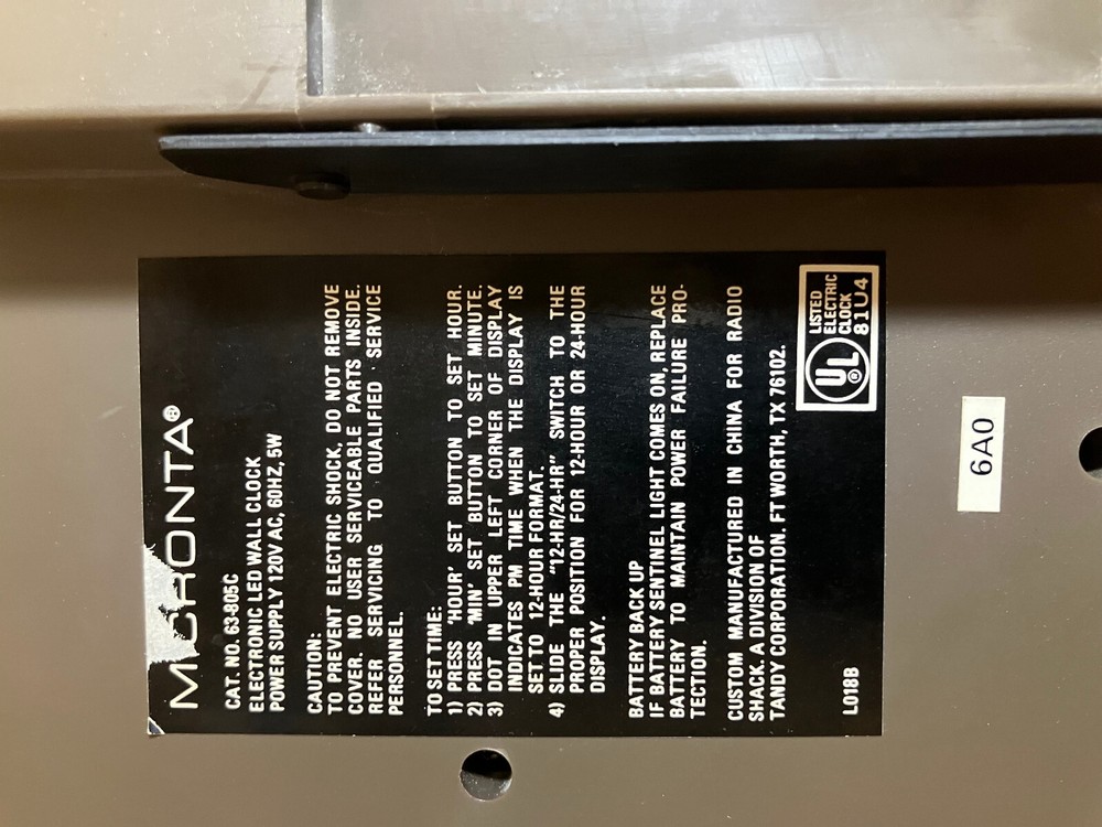 Vintage Micronta Electric Digital Wall Desk Clock, Working