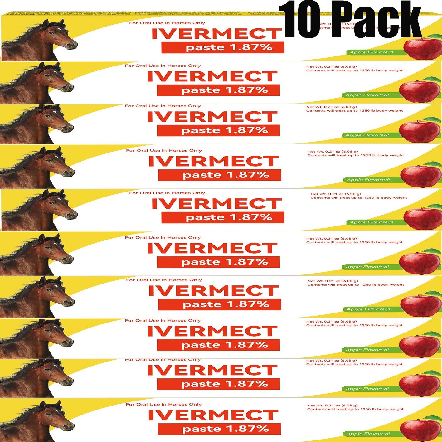10 Pack In Box Paste Horse Dewormer Apple Flavor wormer EXP 1/2028