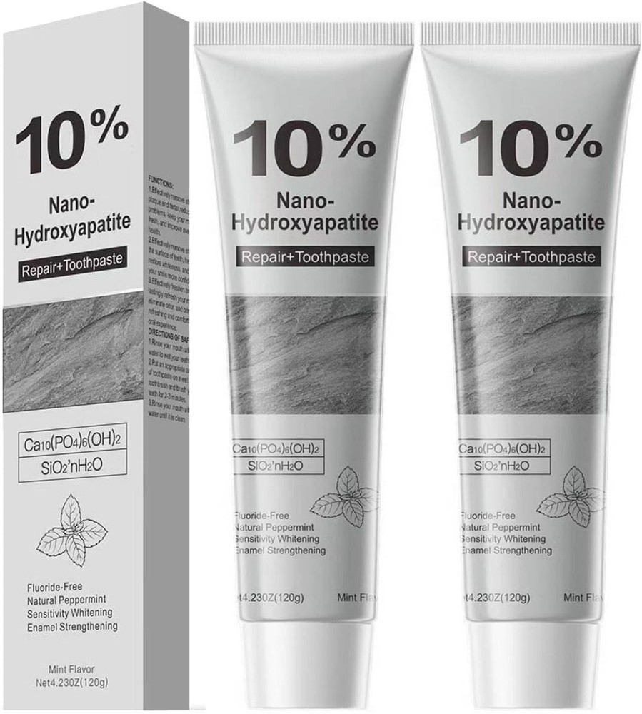 2PCS Hydroxyapatite Toothpaste,10% Nano Hydroxyapatite Toothpaste(Fluoride Free)